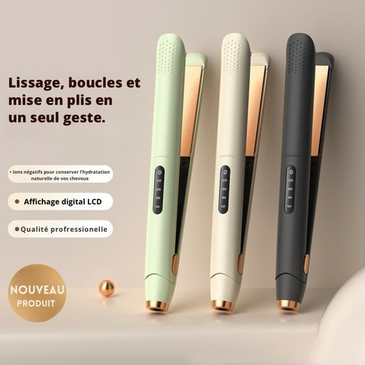 Fer Plat Professionnel LCD - Multi-Températures, Revêtement Céramique